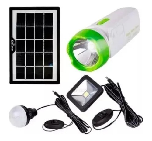 Kit Linterna Recargable 3w Portátil Liviana Con Panel Solar