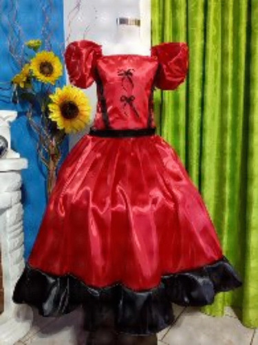 Disfraz Vestido Patrio Dama Antigua Rojo 3 (completo)