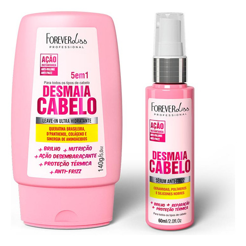 Kit Leave-in E Sérum Desmaia Cabelo Forever Liss