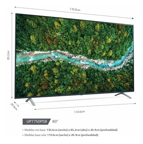 Imagen 2 de 3 de Tv LG Uhd 60 4k Smart Thinq Ai 60up7750psb (2021)