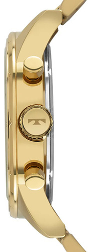 Relógio Technos Masculino Banhado A Ouro Cronógrafo Js15fw Correia Dourado Bisel Dourado Fundo Branco