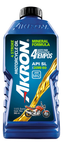 Aceite Para Moto 4 Tiempos 20w-50 Jaso Ma2 Akron