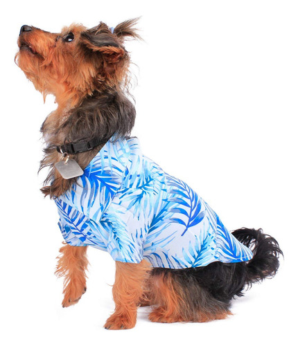 Camisa Hawaiana A Juego Para Perro En Estampado De Hojas
