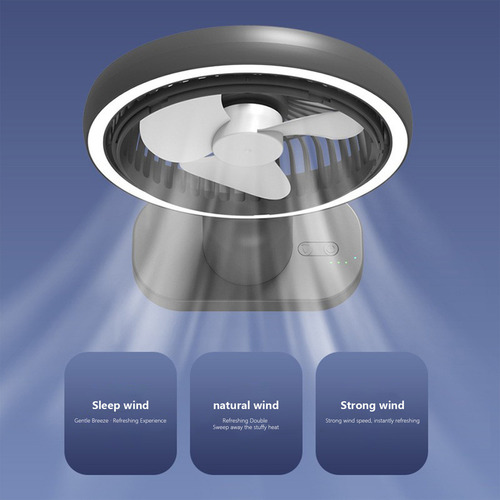 Ventilador De Escritorio Usb En L Con Luz Nocturna, Minivent