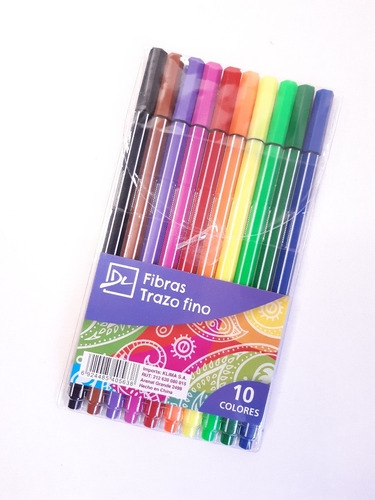 Set De 10 Fibras De Colores Para Dibujo, Diseño Arte