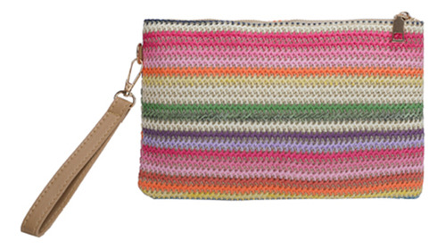 Bolso Tipo Sobre Para Mujer, Colorido Bolso De Playa Tejido