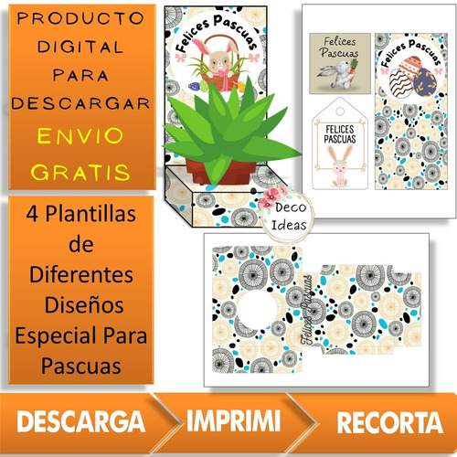 Imagen 6 de 6 de Kit Imprimible 08 Pascuas Caja Porta Huevo + Etiqueta + Tag