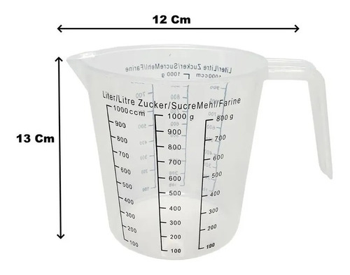 Jarra Medidora De Plástico De 1 Litro Color Transparente
