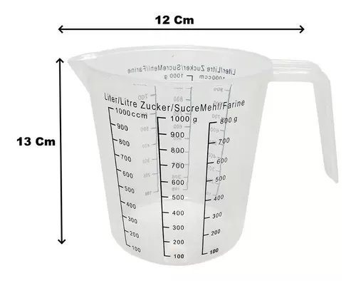 Jarra para Microondas com Medidor 1 Litro Com Alça E Bico - Plástico  Transparente