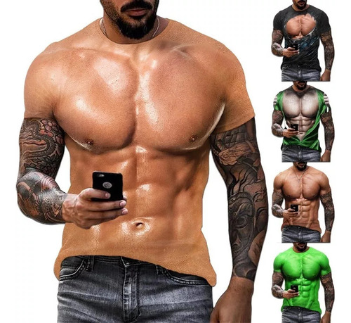 Bake Nueva Camiseta 3d Con Estampado De Músculos Falsos