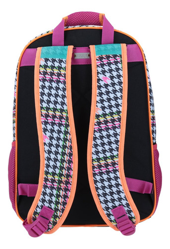 Mochila Grande Escolar Chenson Happy Girl Porta Tablet Arcoiris Hg65098-3 Coleccion Neony Color Negro