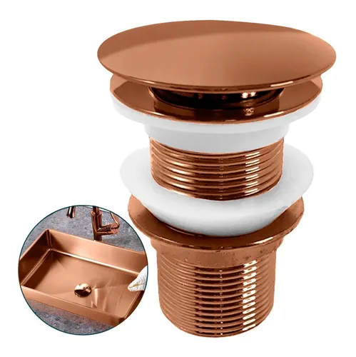 VálvulaClickRoseGold11/4RaloPiaBanheiroCubaLavatorioDonaD.Cor40mmRedCobreLavaboAçoInox