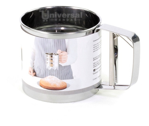 Caneca Polvilhador Peneira Aço Inox Manual Açúcar Farinha