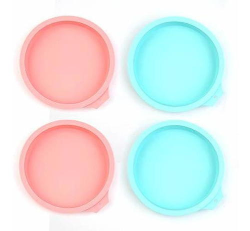 Timesetl 4 Pcs Layer Cake Pan Set, 6 Inch Silicone Pk7wx