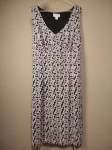 Vestido Azul Marino Estampado Geometrico Ann Taylor