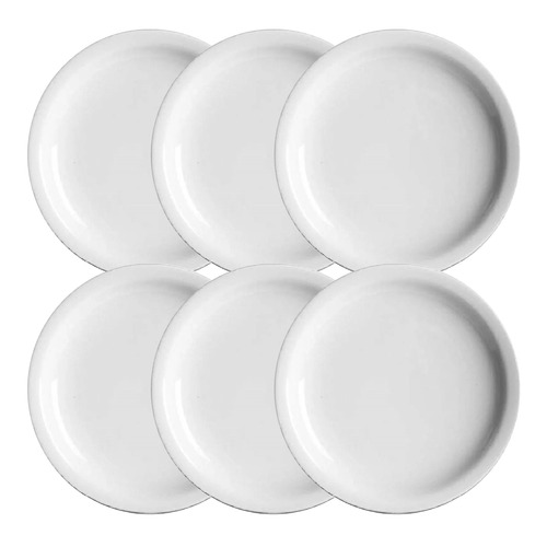 Plato Playo Verbano Recta De Porcelana 25 Cm X6