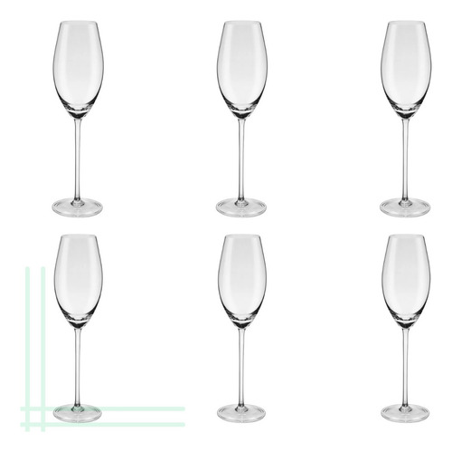 Conjunto 06 Taças De Cristal P/ Espumante Profissional 230ml Cor Transparente