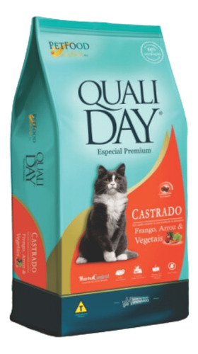 Ração Qualiday Cat Frango Arroz Vegetais Gato Castrado 3kg