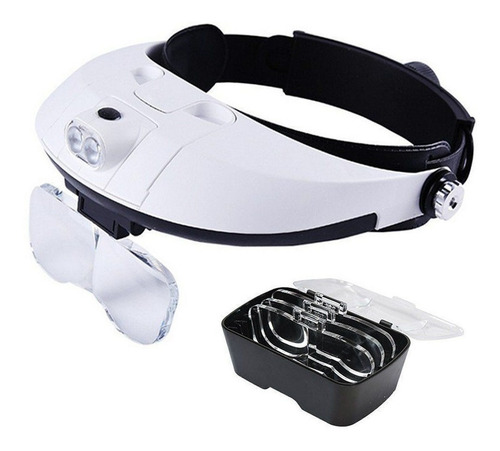 Lupa De Cabeça Profissional 2 Super Leds + 5 Lentes Estética
