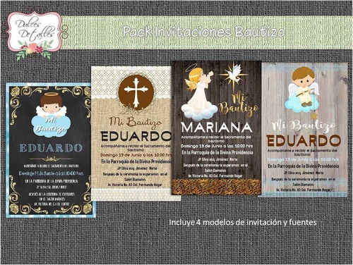 Kit Imprimible Editable Pack Invitacion Bautismo