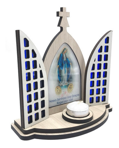 Capela Vitral Nossa Senhora Das Graças Oratório Porta Vela
