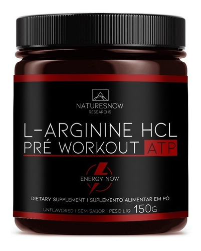 Arginina / L-arginine Hcl Pre Workout 150g - Natures Now Sabor Sem Sabor