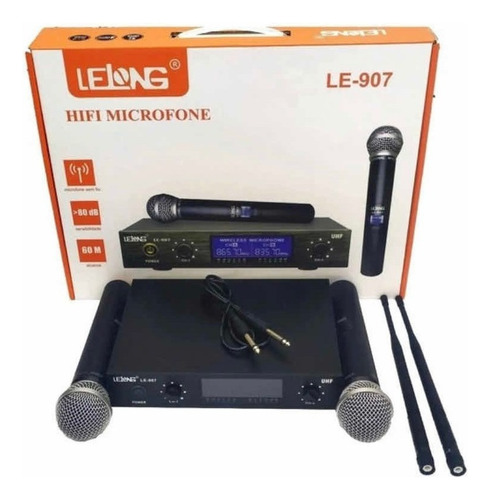 Microfone Duplo Sem Fio Profissional Le-907 Uhf Digital 100m