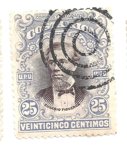 Selo Postal Antigo Costa Rica 25 Centavos - 1900 - F08