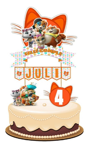 44 Gatos Cake Topper Adorno Para Tortas Personalizado