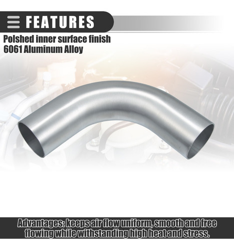 Tubo Intercooler Auto Codo 90 Grados Aleación Aluminio 63mm