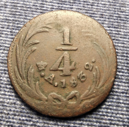Moneda 1/4 Un Cuarto De Real 1832, Fecha Clave. En Cobre. (Usado)