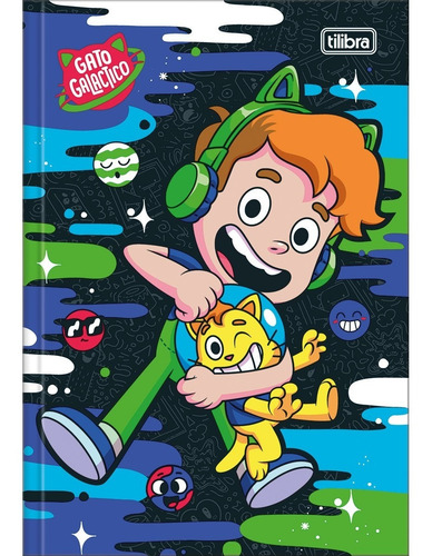 Caderno Brochura Peq Capa Dura Gato Galáctico 80 Fls Tilibra