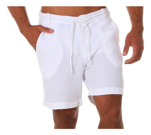 Pantalones Cortos De Lino Y Algodón Para Hombre