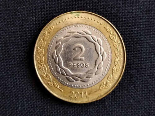 Moneda Argentina 2 Pesos Bimetálica 2011. J