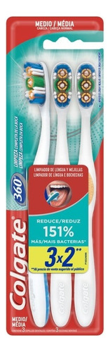 Cepillo Dental Colgate 360º Original Medio 3 Unidades