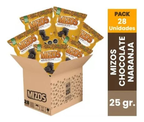 28 Snacks Integral Galletas De Arroz Mizos Chocolate Naranja