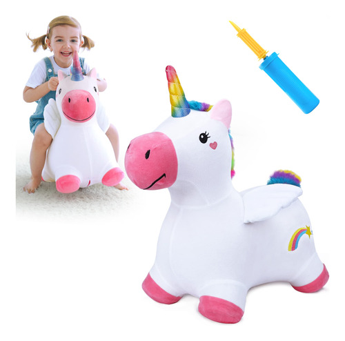 Unicornio Montura Inflable De Felpa Para Saltar Juguete