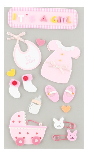 Boutique Dimensional Stickers-baby Girl