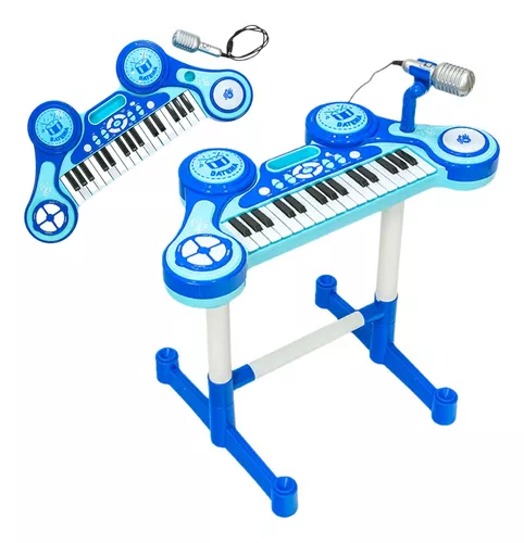 Teclado Piano Musical Infantil Com Microfone Banquinho luzes e Som