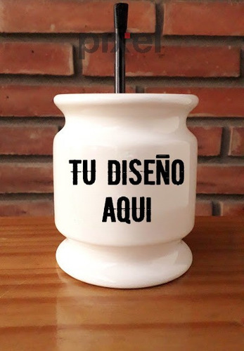 Mate Ceramica Personalizado || Pixel Blanco Forma De Mate Sin Elección