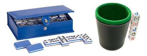 Domino Profesional Rombos Azul + Cubilete Liso