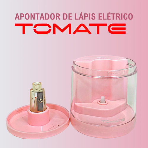 Apontador Lápis Elétrico Automático Crianças Escolar A Pilha Rosa
