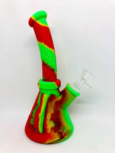 Bong De Silicona Quemador Pyrex Psicodélico Verde Fluor 420