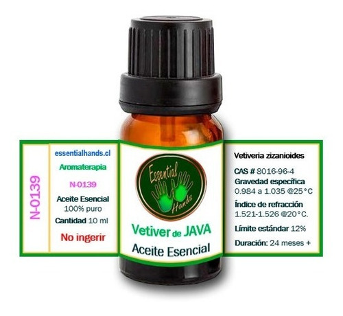 Imagen 1 de 1 de Vetiver De Java 10 Ml - Aceite Esencial - Aromaterapia