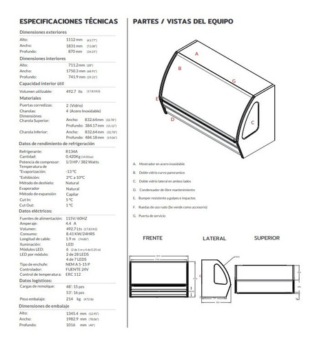 Vitrina Refrigerada Comercial Torrey Drd6 1.8 Metros