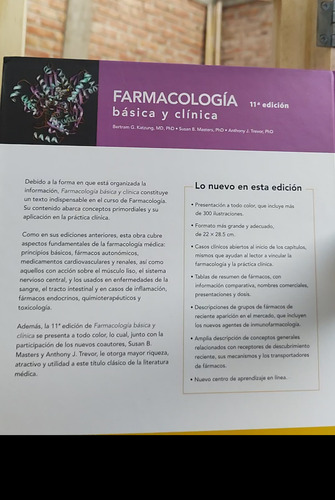Farmacología Básica Y Clínica. 11ed. Katzung.
