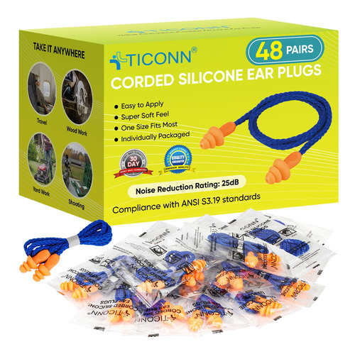 Ticonn 48 Pares De Tapones De Silicona Reutilizables Para Lo