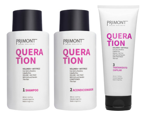 Shampoo + Acondicionador + Tratamiento Queration Primont