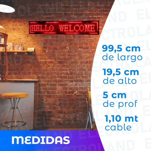 Imagen 5 de 10 de Cartel Led Programable Movimiento Dinamico Rojo Wifi