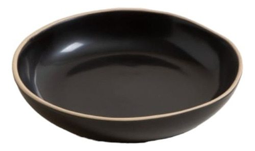 Plato Hondo Ceramica Monastir Negro Borde Natural 20cm